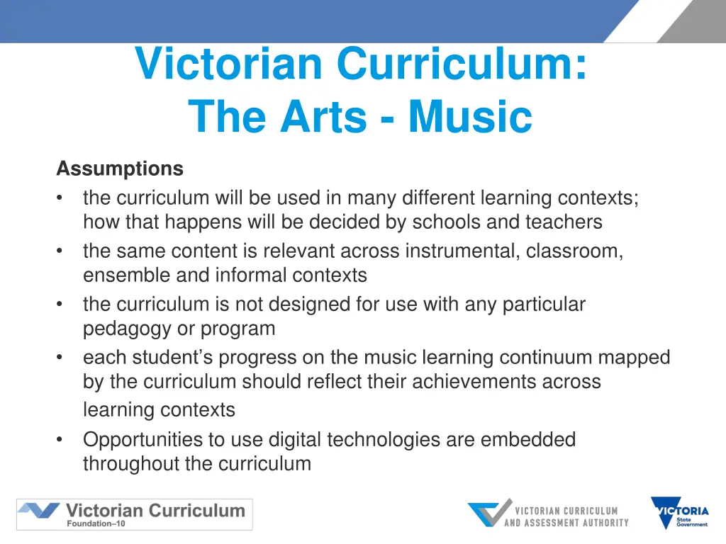 victorian curriculum the arts music