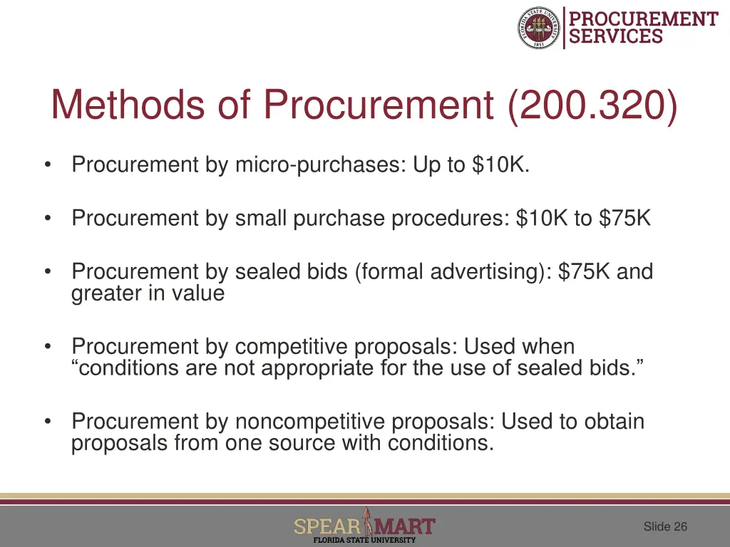 methods of procurement 200 320