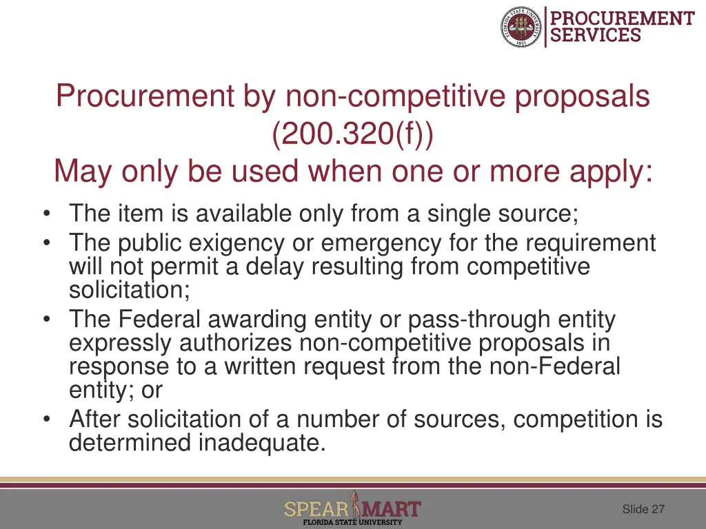 procurement by non competitive proposals