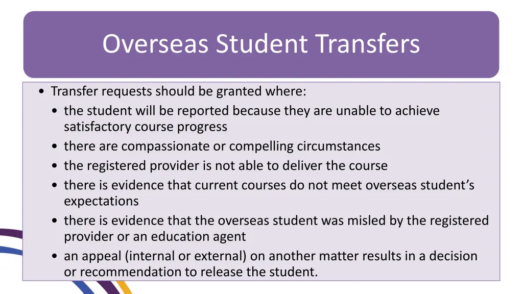 overseas student transfers