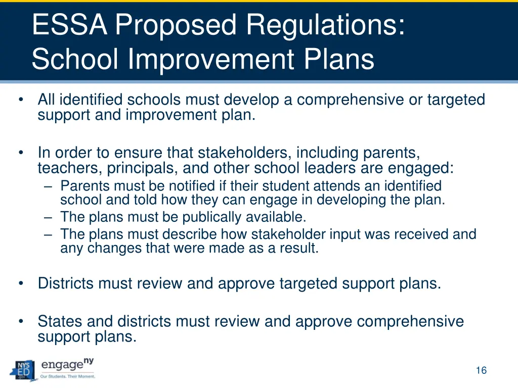 essa proposed regulations school improvement plans