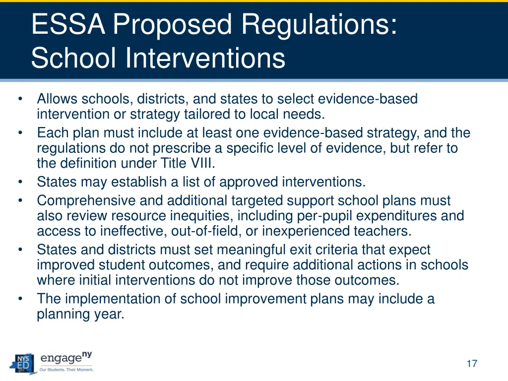 essa proposed regulations school interventions