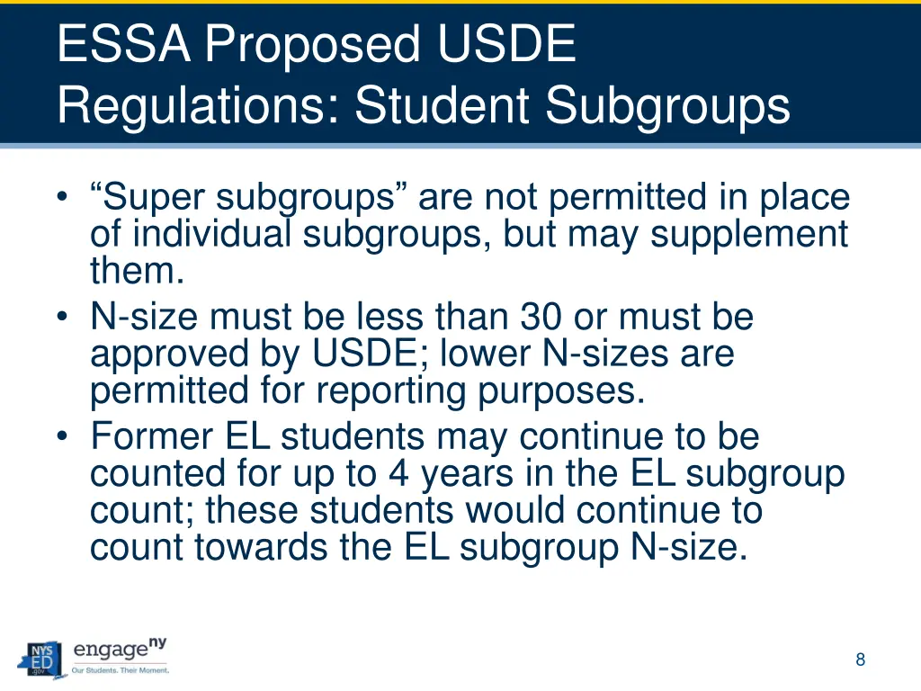 essa proposed usde regulations student subgroups