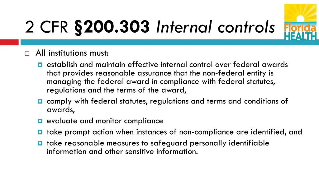 2 cfr 200 303 internal controls