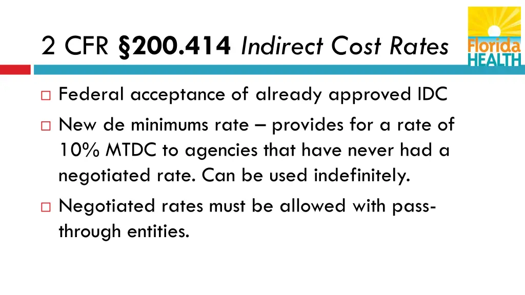 2 cfr 200 414 indirect cost rates