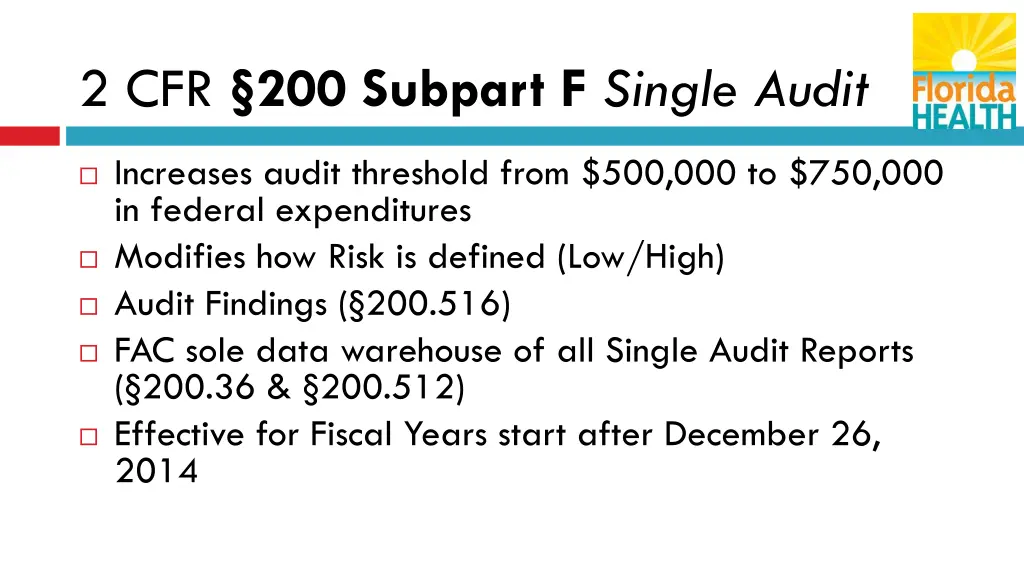 2 cfr 200 subpart f single audit