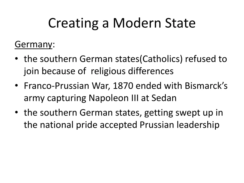 creating a modern state 1