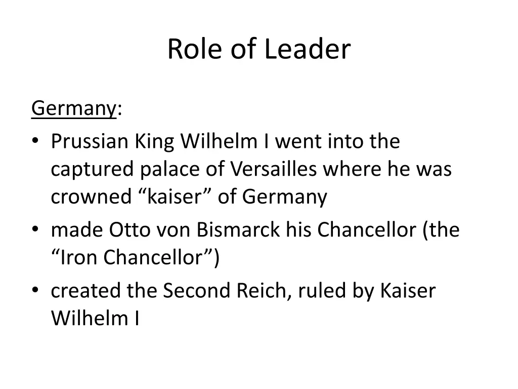 role of leader