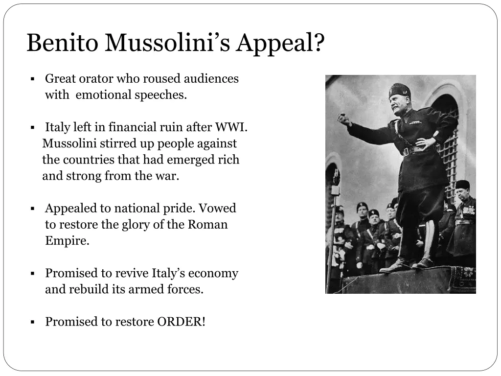 benito mussolini s appeal