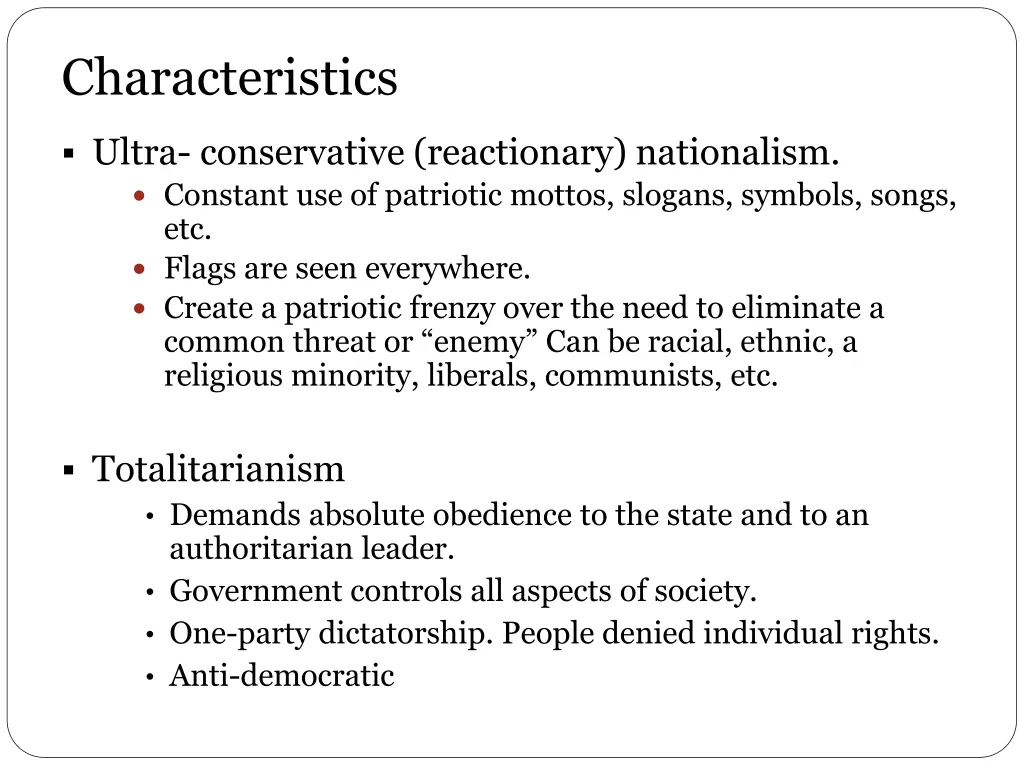 characteristics of fascism