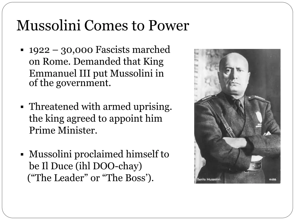 mussolini comes to power