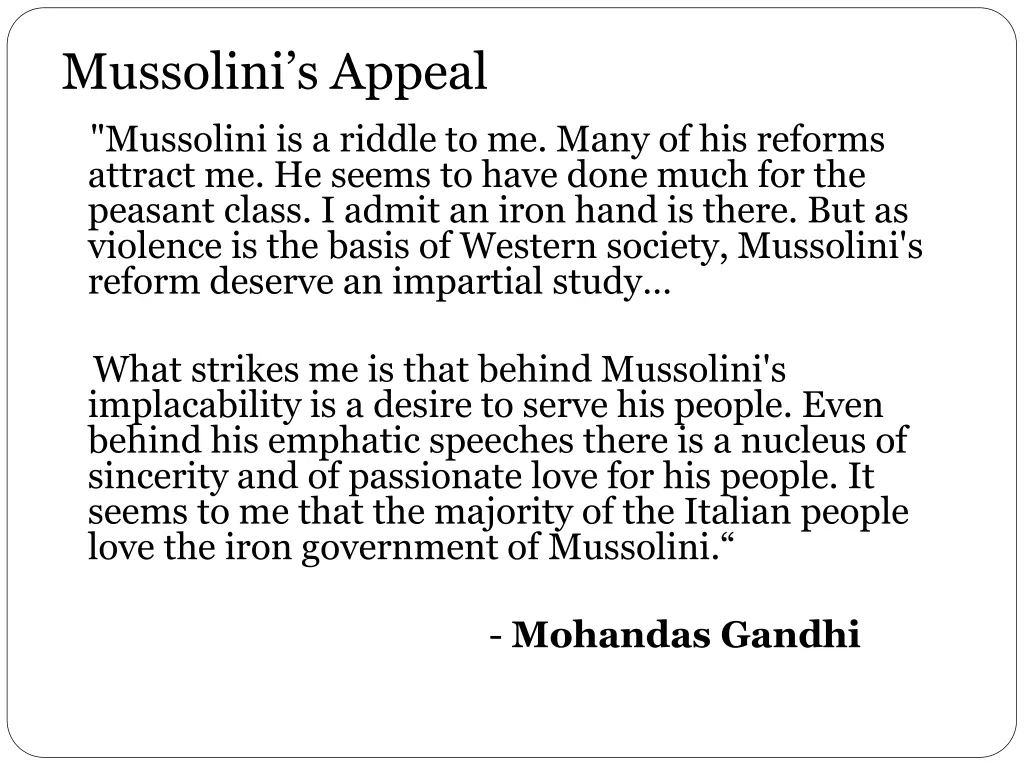 mussolini s appeal mussolini is a riddle