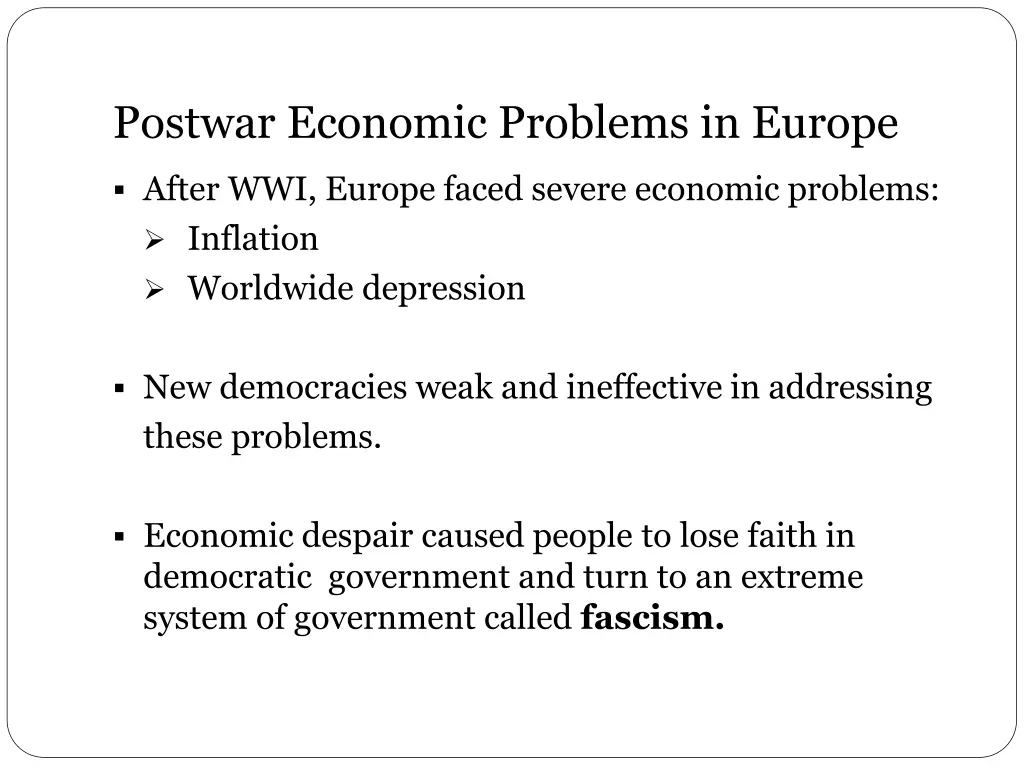 postwar economic problems in europe