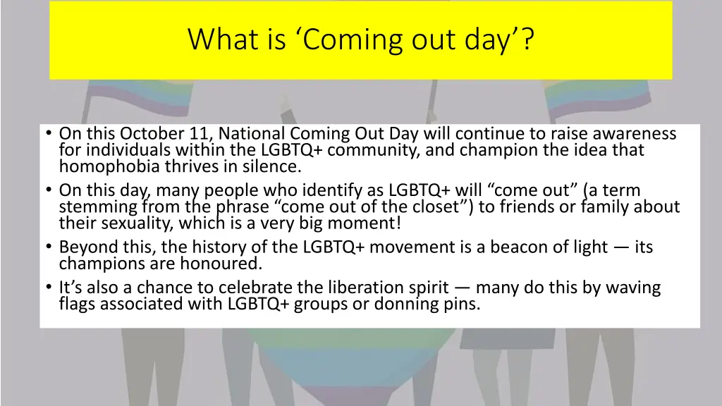 what is coming out day