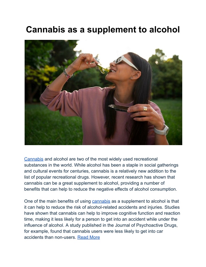 cannabis as a supplement to alcohol