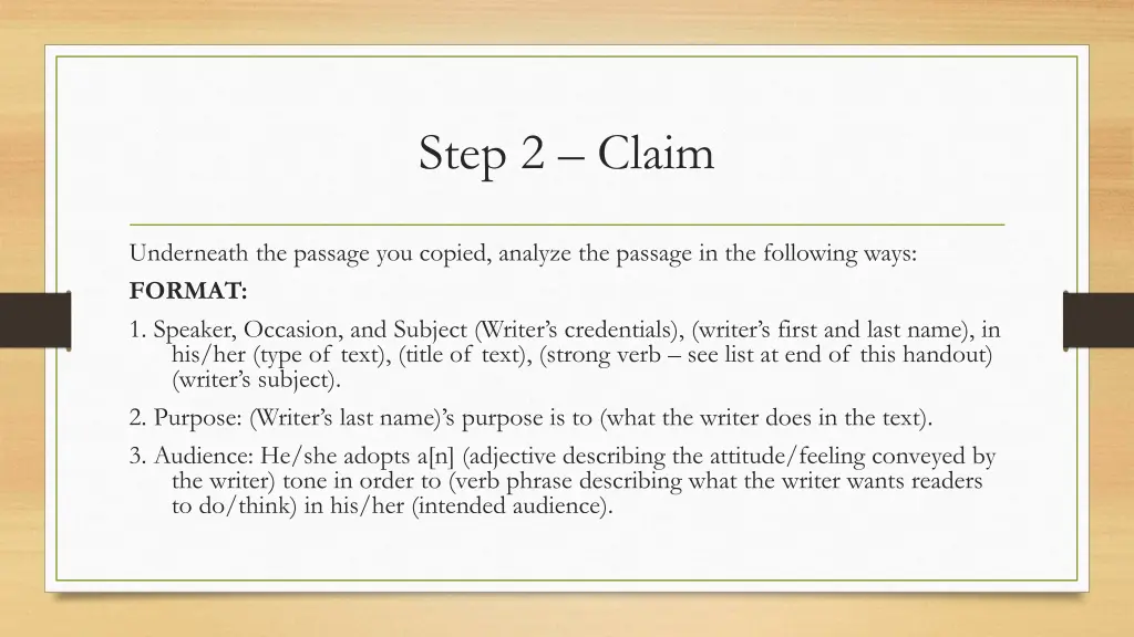 step 2 claim