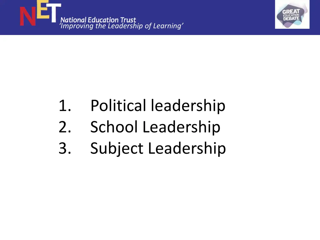 improving the leadership of learning 1