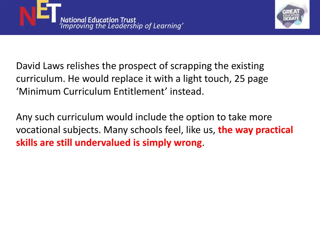 improving the leadership of learning 15