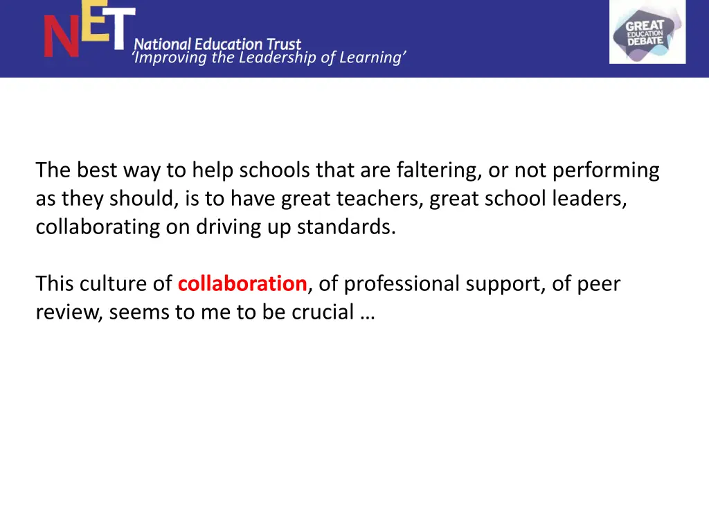 improving the leadership of learning 8