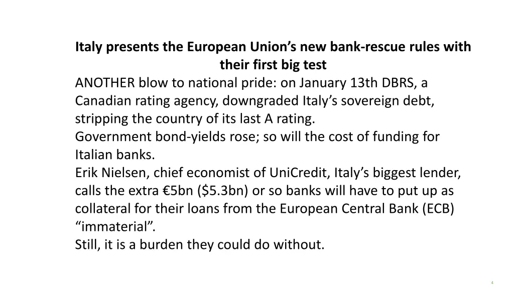 italy presents the european union s new bank