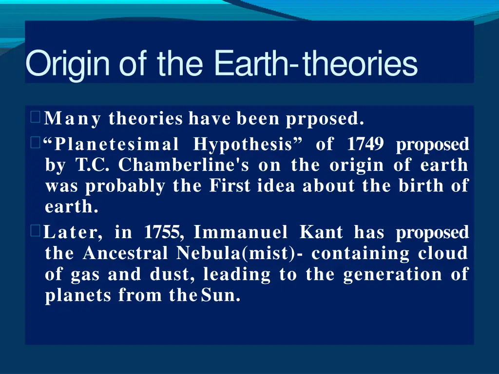 origin of the earth theories