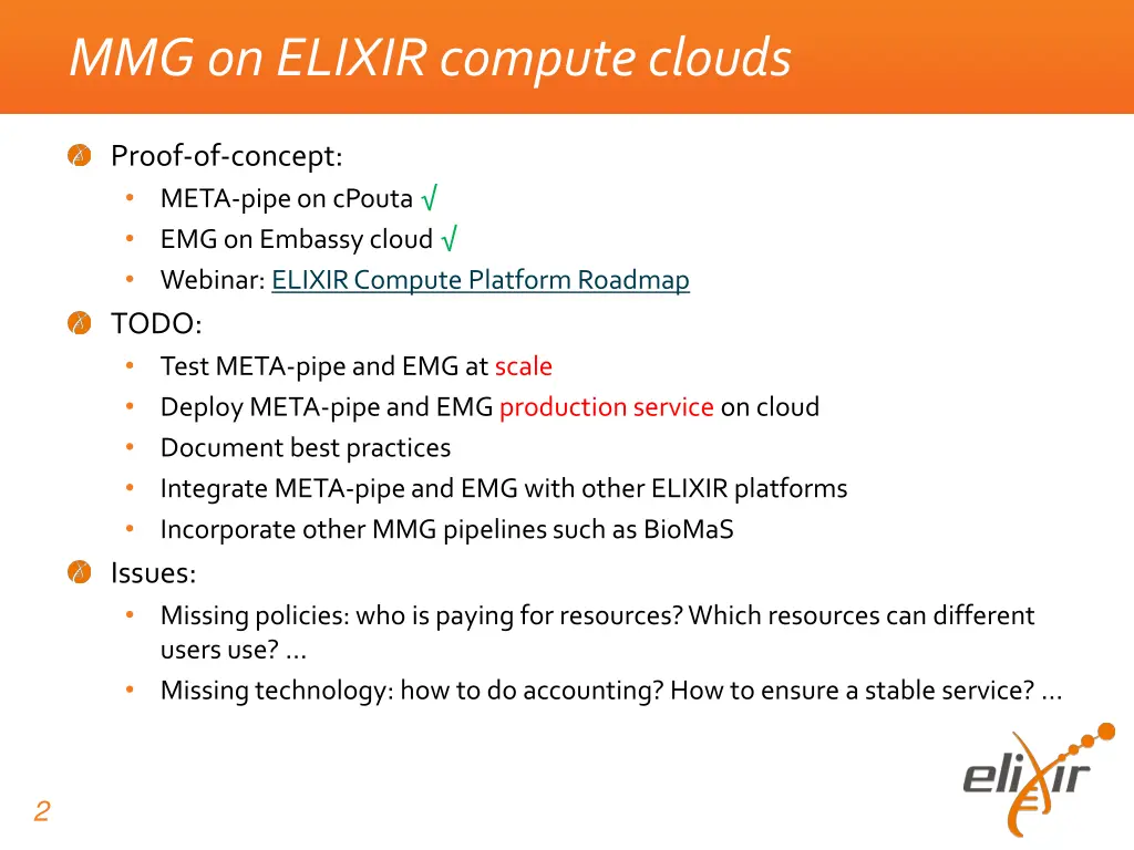 mmg on elixir compute clouds