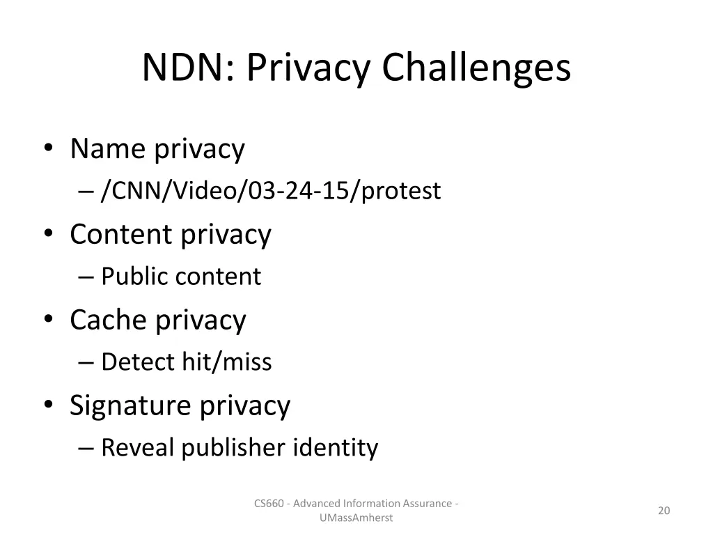 ndn privacy challenges