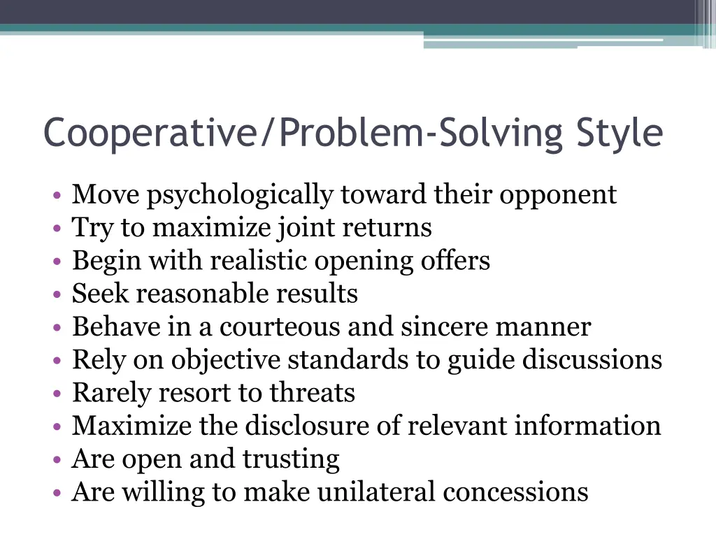 cooperative problem solving style