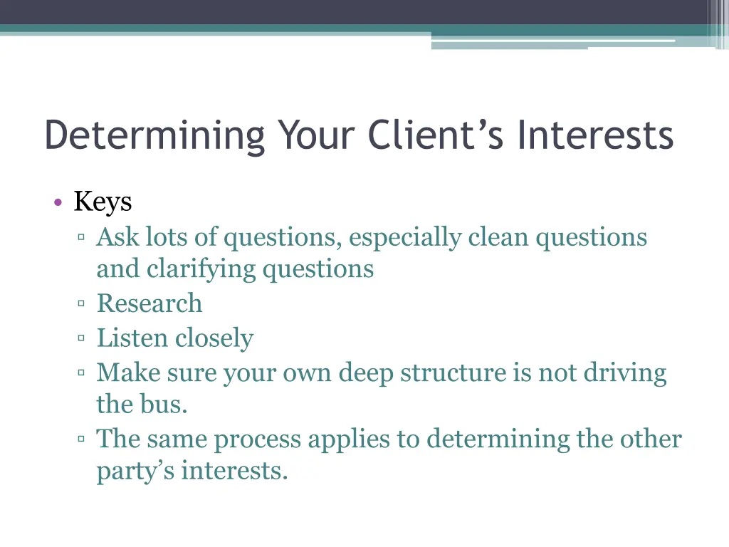 determining your client s interests 1