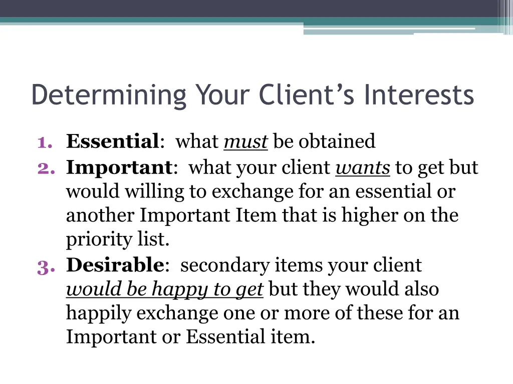 determining your client s interests