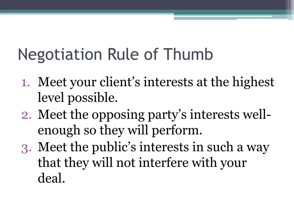 negotiation rule of thumb