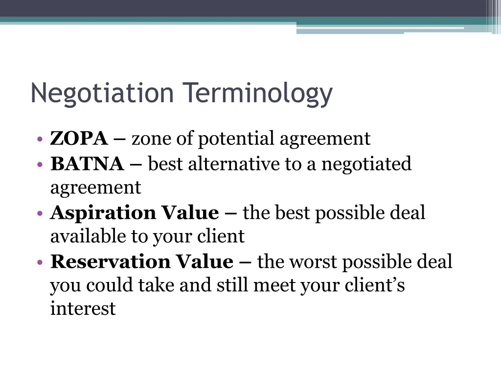 negotiation terminology