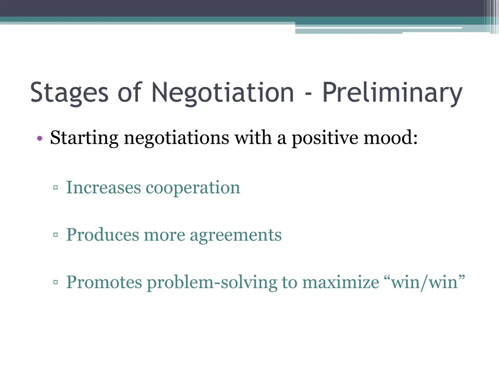 stages of negotiation preliminary