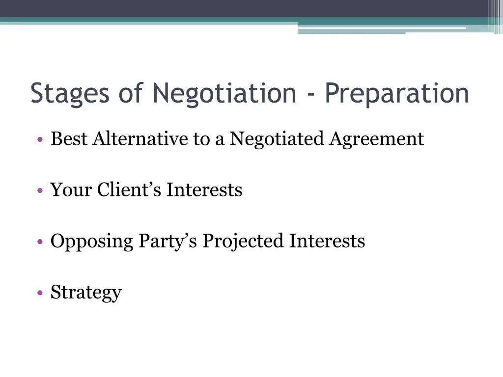 stages of negotiation preparation