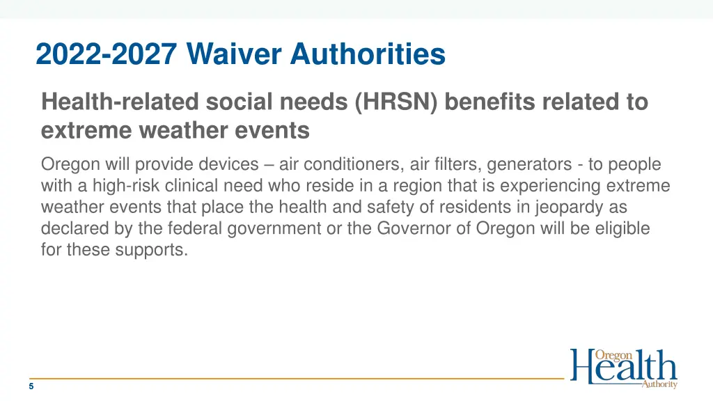 2022 2027 waiver authorities 2