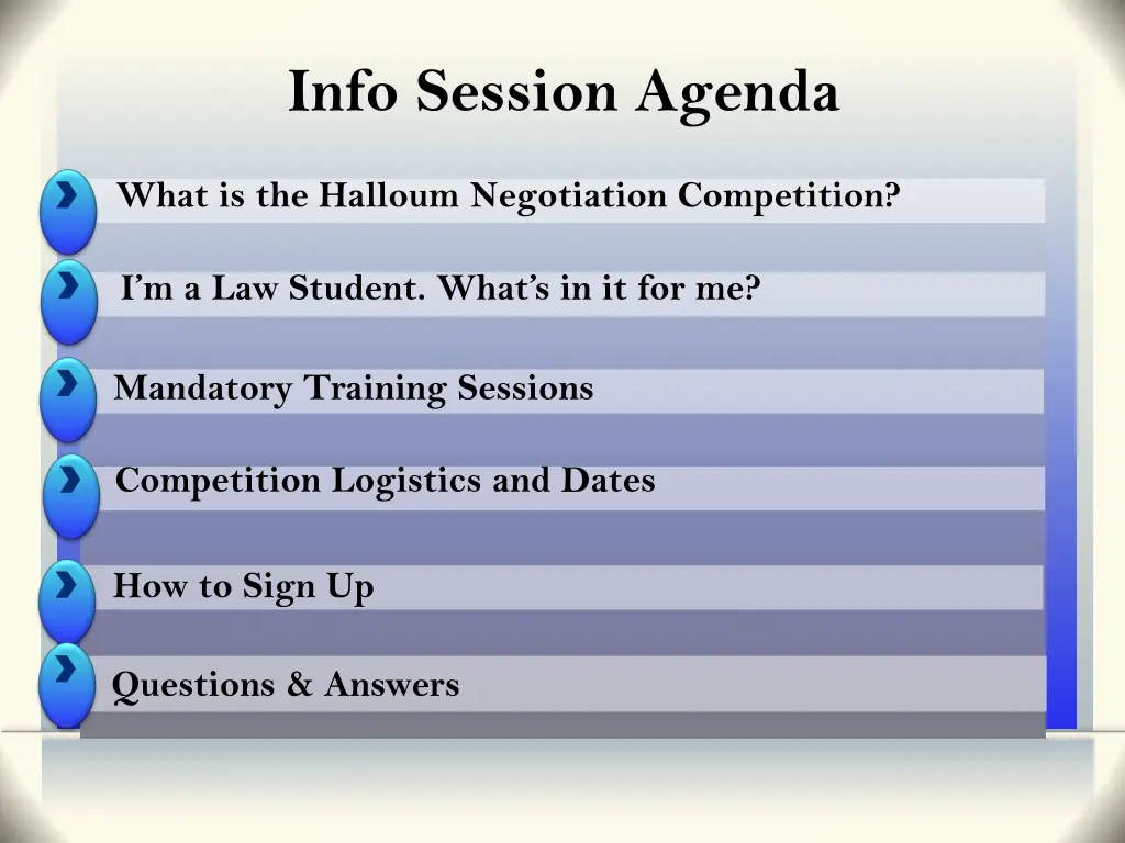 info session agenda