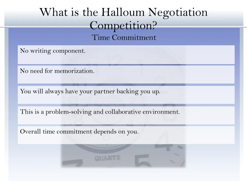 what is the halloum negotiation competition time