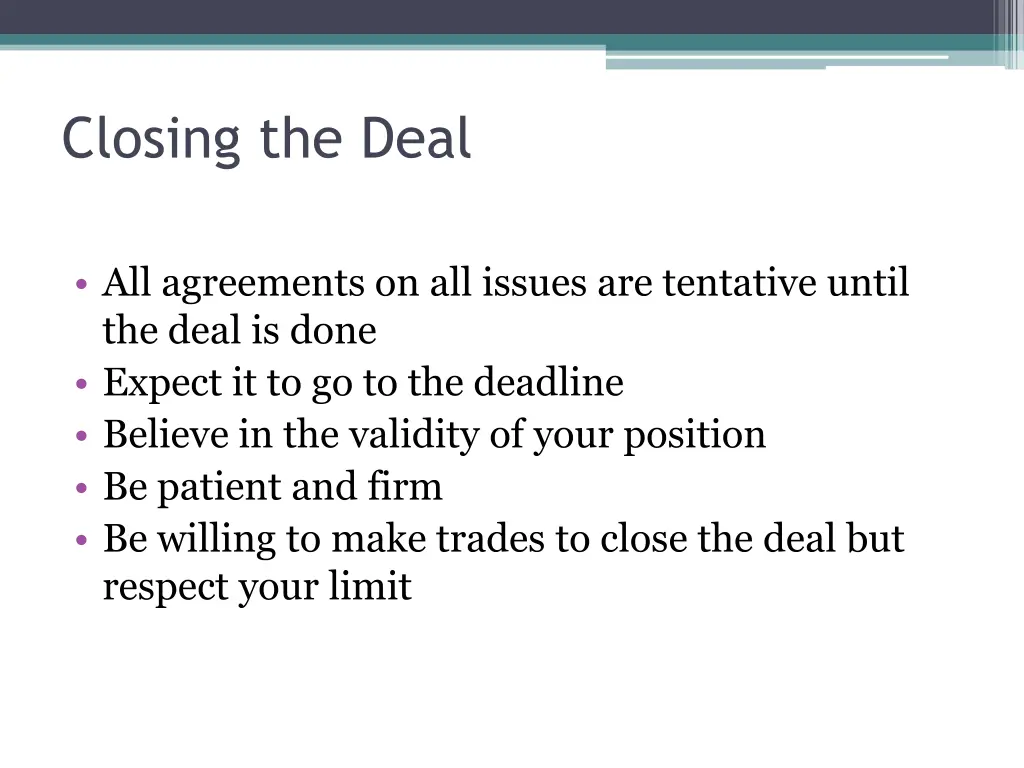 closing the deal