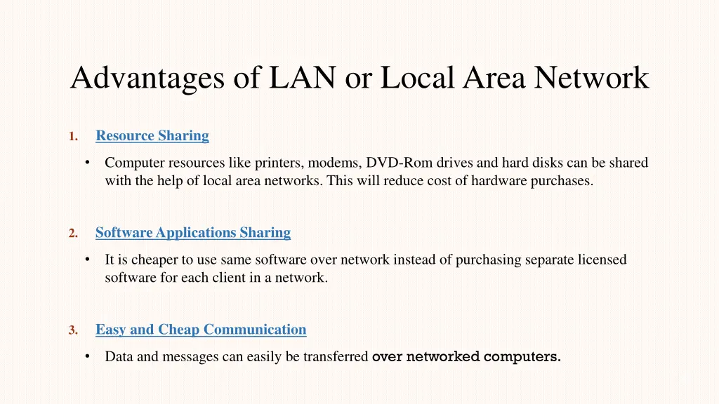 advantages of lan or local area network