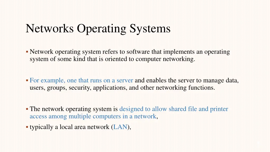 networks operating systems