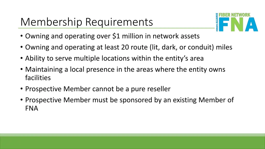 membership requirements owning and operating over