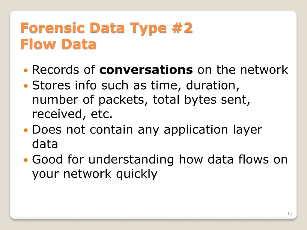 forensic data type 2 flow data