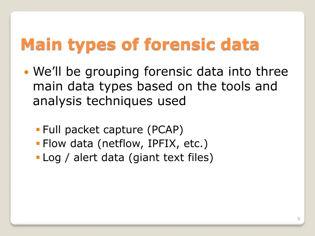 main types of forensic data