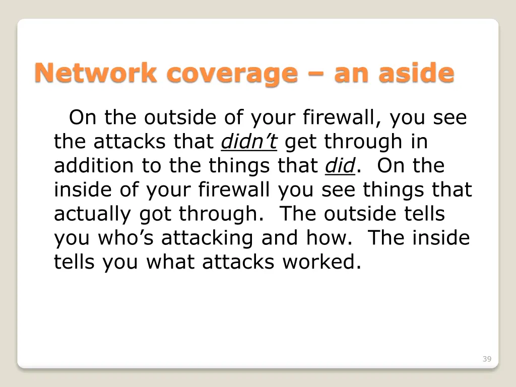 network coverage an aside 3