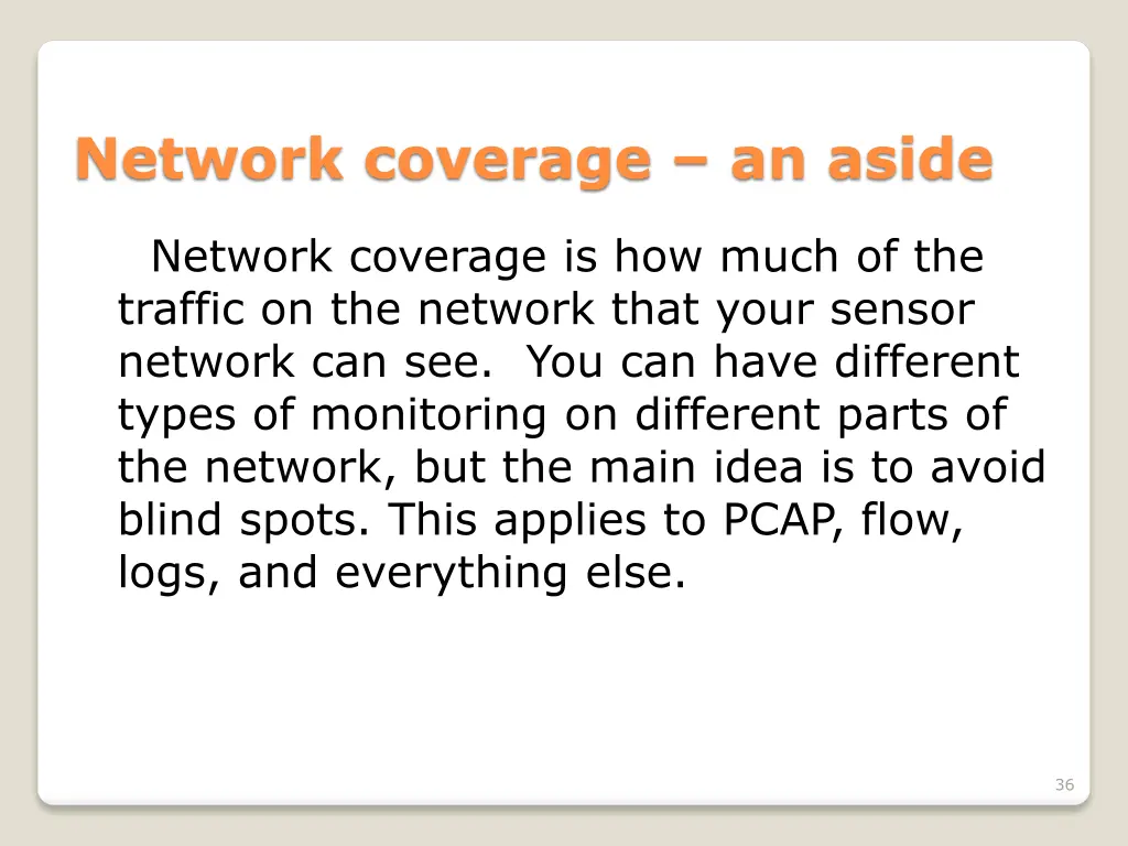 network coverage an aside