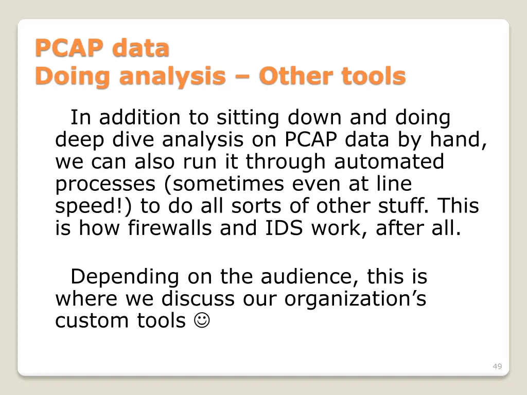 pcap data doing analysis other tools