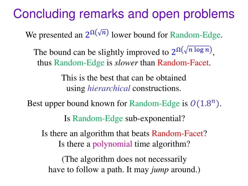 concluding remarks and open problems