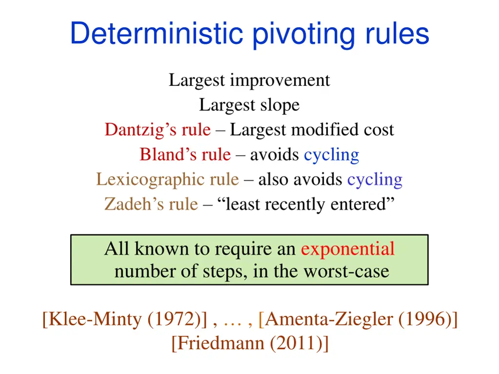 deterministic pivoting rules