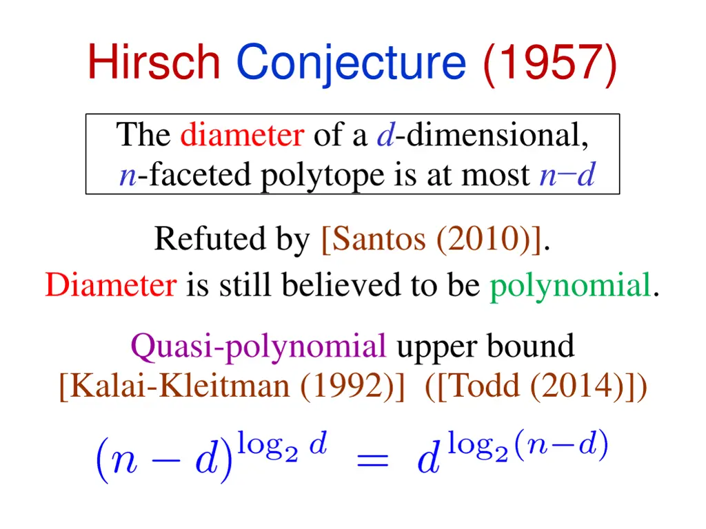 hirsch conjecture 1957