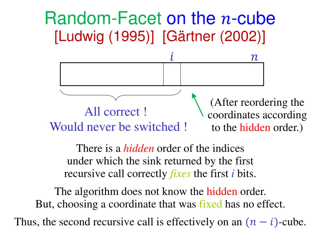 random facet on the cube ludwig 1995 g rtner 2002 1